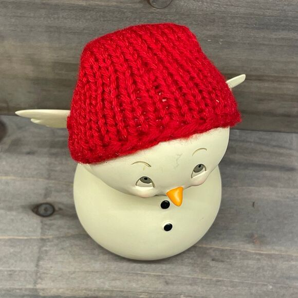 Department 56 Whimsical Snowpinions Angel Snowman in Red Knit Hat Christmas - Picture 6 of 8